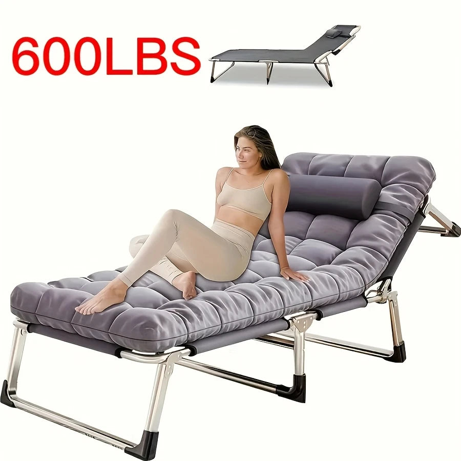 Folding Bed With Cushion - Lightweight And Portable Single Size,